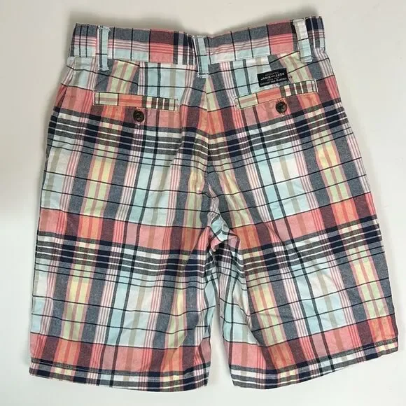 Boys Janie And Jack Blue Coral Check plaid cotton Shorts size 7 - Picture 2 of 7